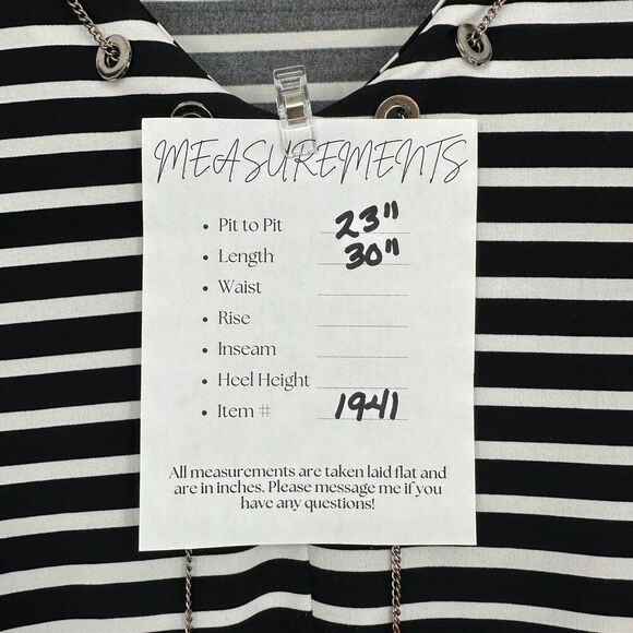 Chicos Womens Blouse Top Size 3 XL Black White Striped Chain Stretch Office Work - Picture 3 of 11